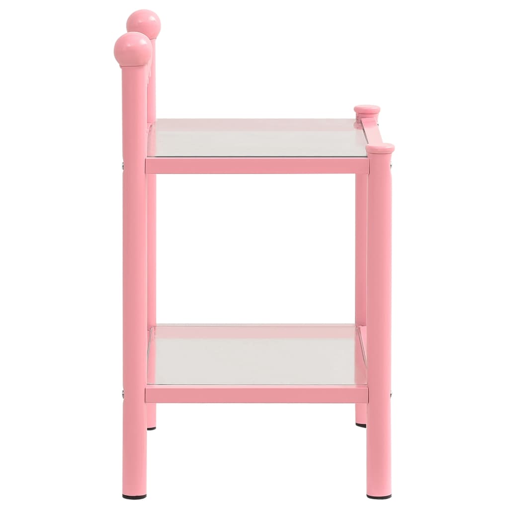 Mesas de cabeceira 2 pcs metal rosa e vidro transparente