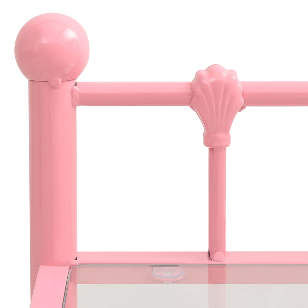 Mesas de cabeceira 2 pcs metal rosa e vidro transparente