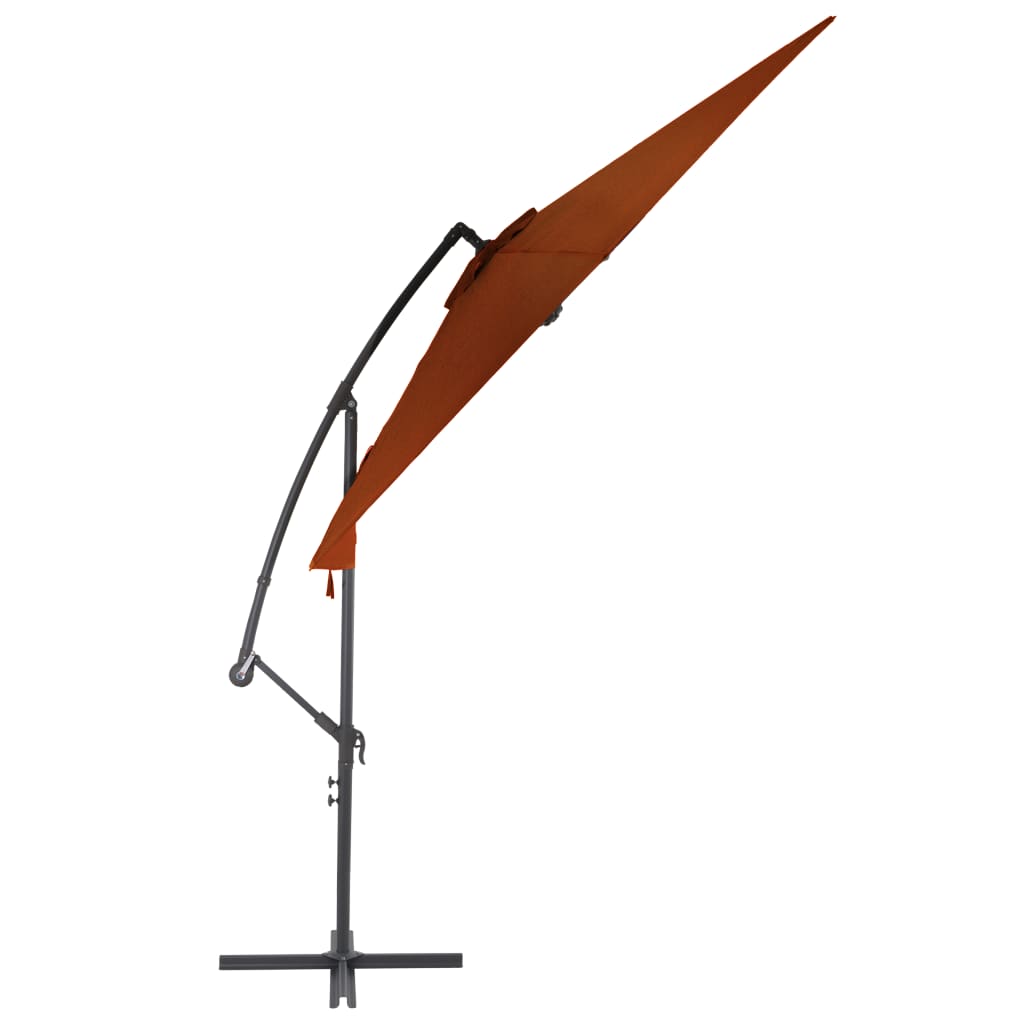 Guarda-sol jardim cantilever c/ poste alumínio 300cm terracotta