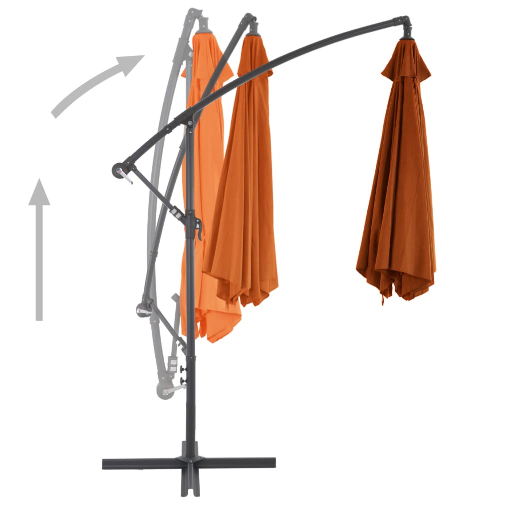 Guarda-sol jardim cantilever c/ poste alumínio 300cm terracotta