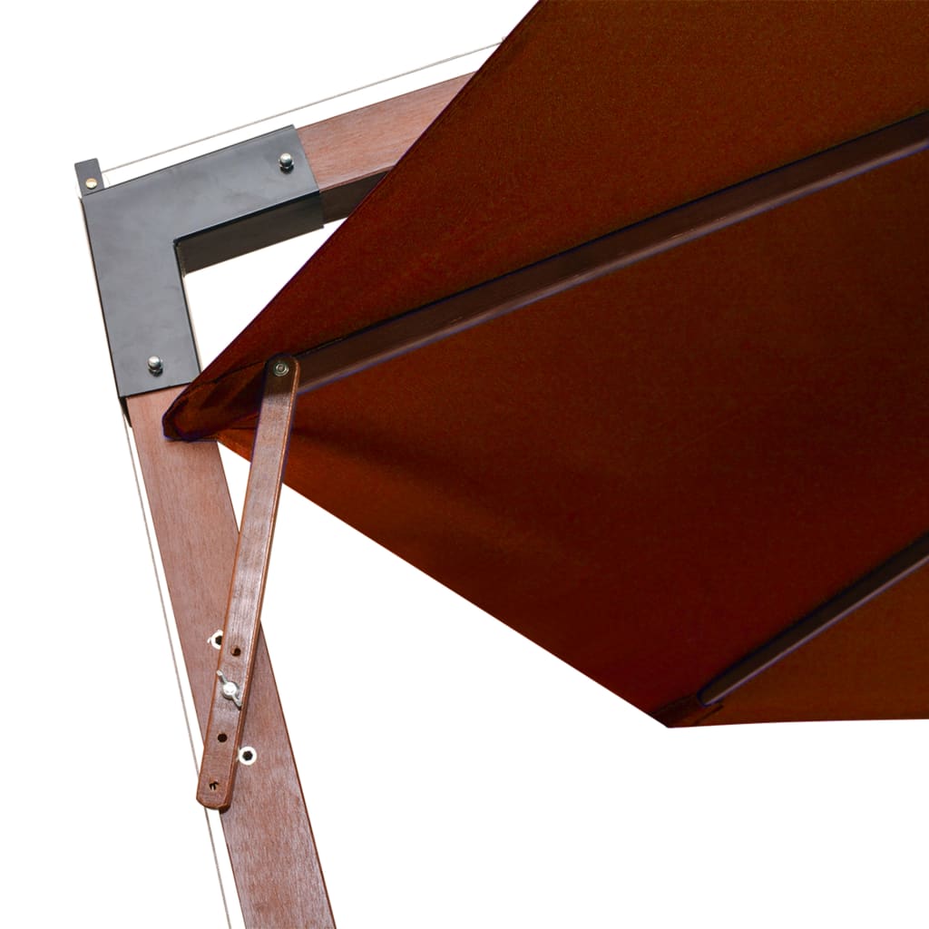 Guarda-sol de jardim suspenso com poste abeto maciço terracotta