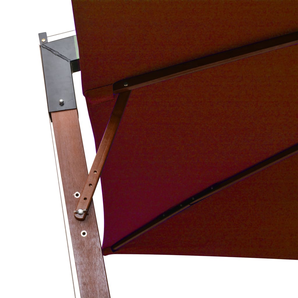 Guarda-sol de jardim suspenso com poste abeto maciço terracotta