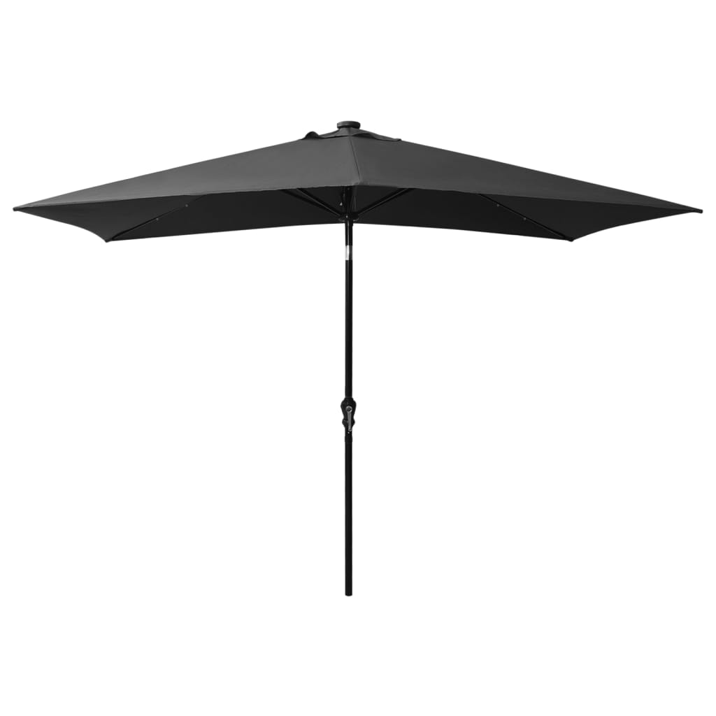Guarda-sol de jardim c/ luzes LED/poste de aço 2x3 m antracite