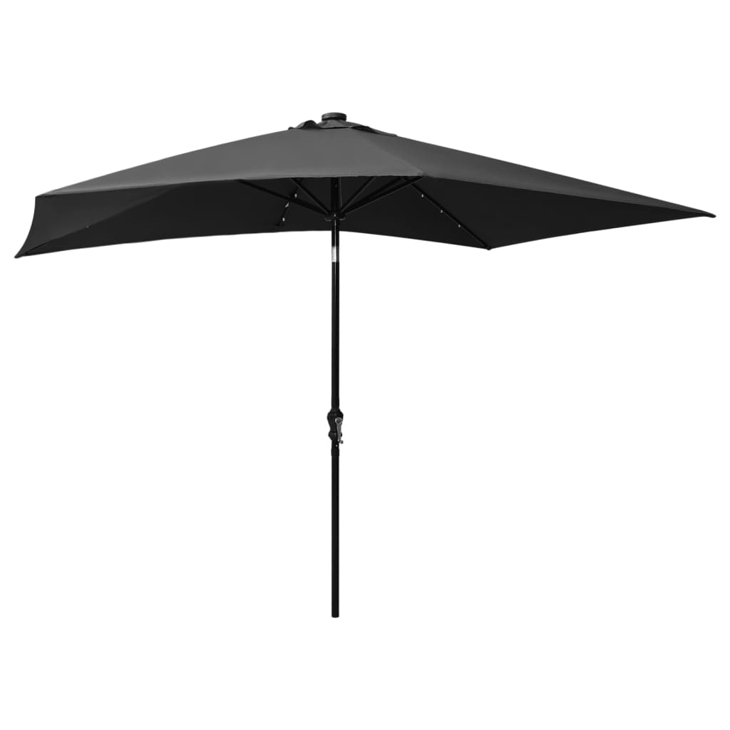 Guarda-sol de jardim c/ luzes LED/poste de aço 2x3 m antracite