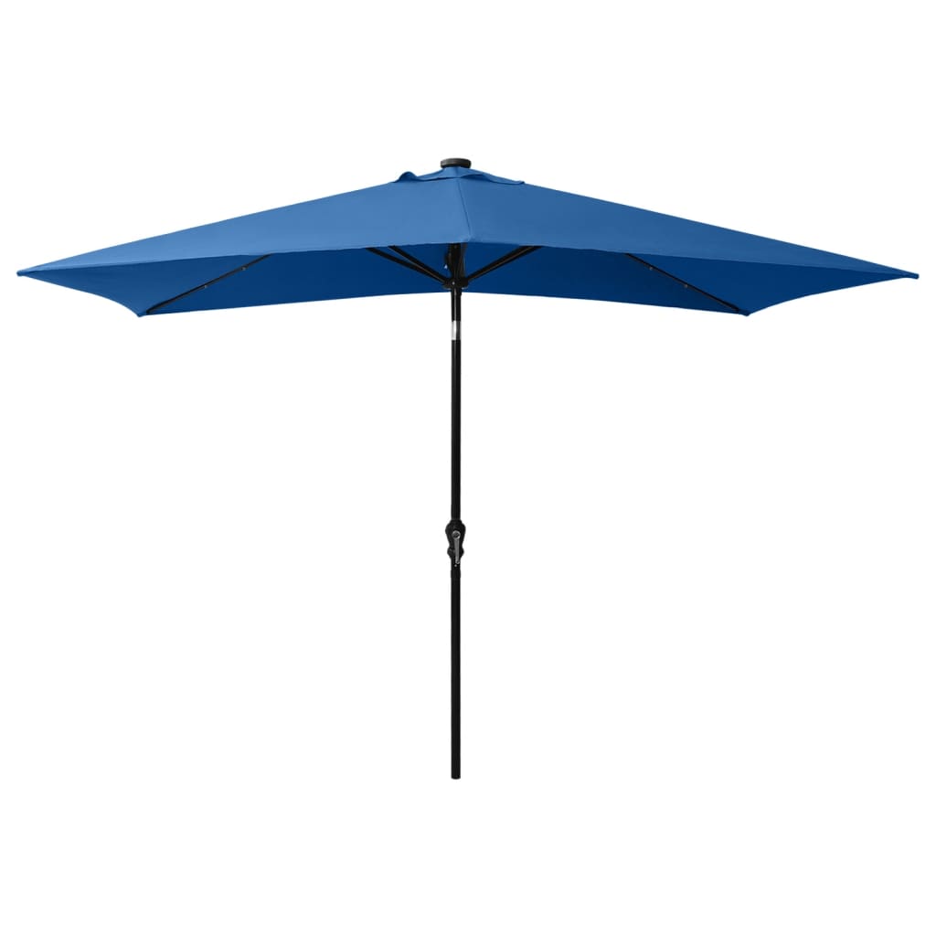 Guarda-sol de jardim c/ luzes LED/poste de aço 2x3 m azul ciano