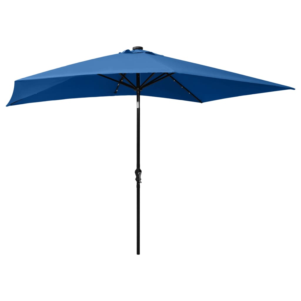 Guarda-sol de jardim c/ luzes LED/poste de aço 2x3 m azul ciano