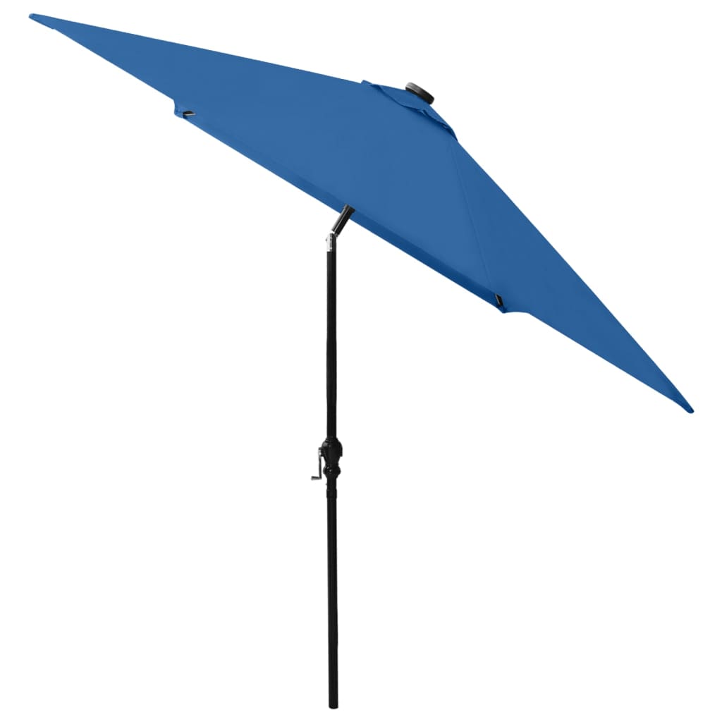 Guarda-sol de jardim c/ luzes LED/poste de aço 2x3 m azul ciano