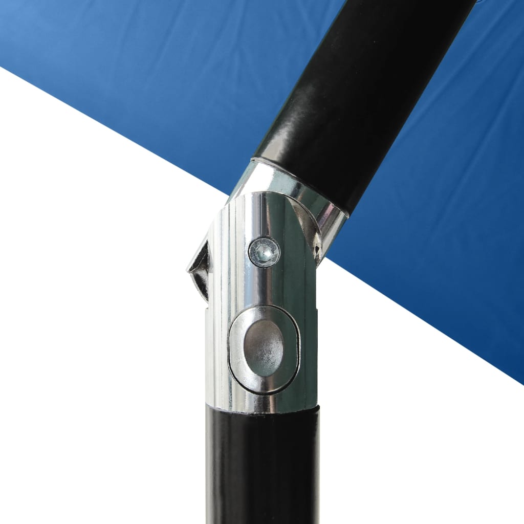 Guarda-sol de jardim c/ luzes LED/poste de aço 2x3 m azul ciano