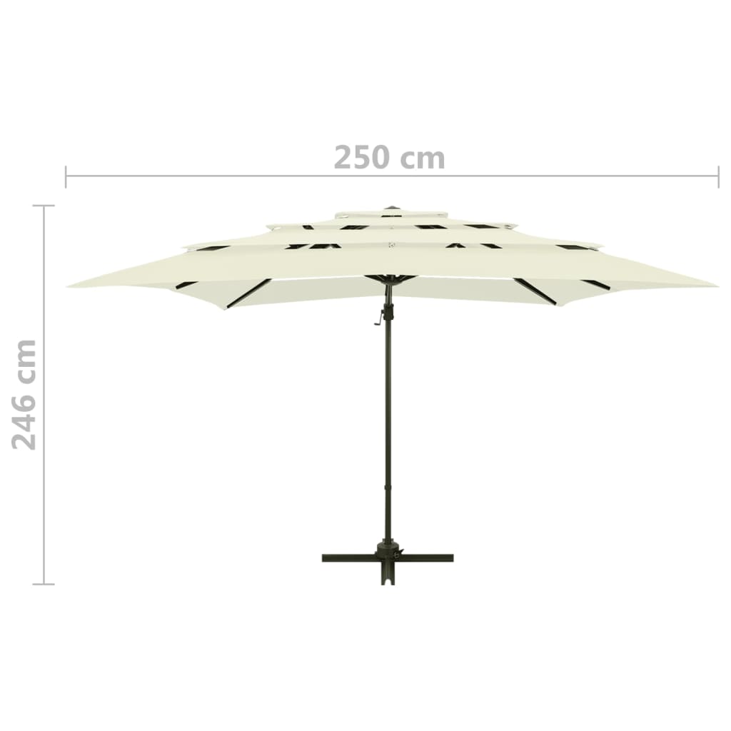 Guarda-sol de jardim com poste de alumínio 250x250 cm areia