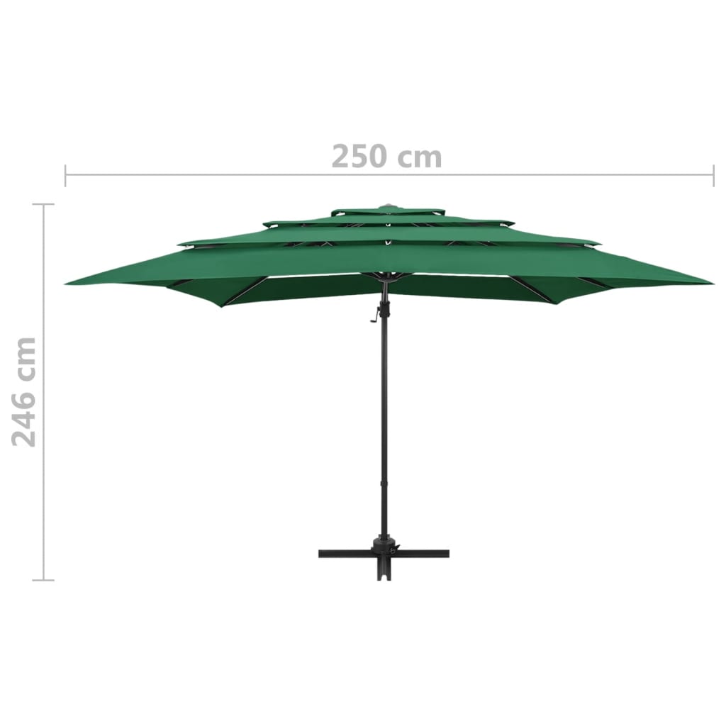 Guarda-sol de jardim com poste de alumínio 250x250 cm verde