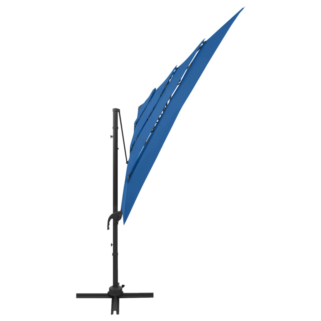 Guarda-sol 4 camadas com poste alumínio 250x250 cm azul ciano