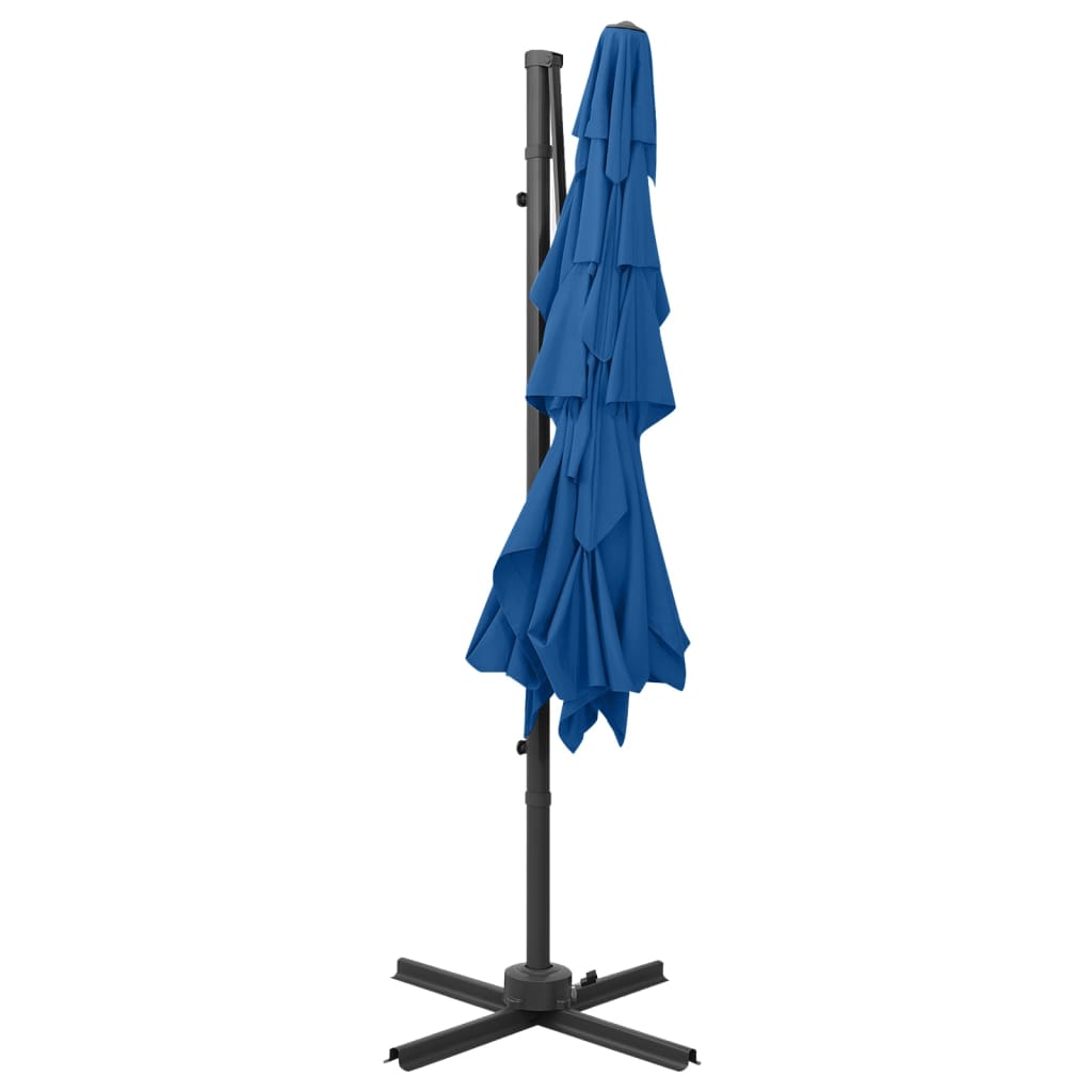 Guarda-sol 4 camadas com poste alumínio 250x250 cm azul ciano