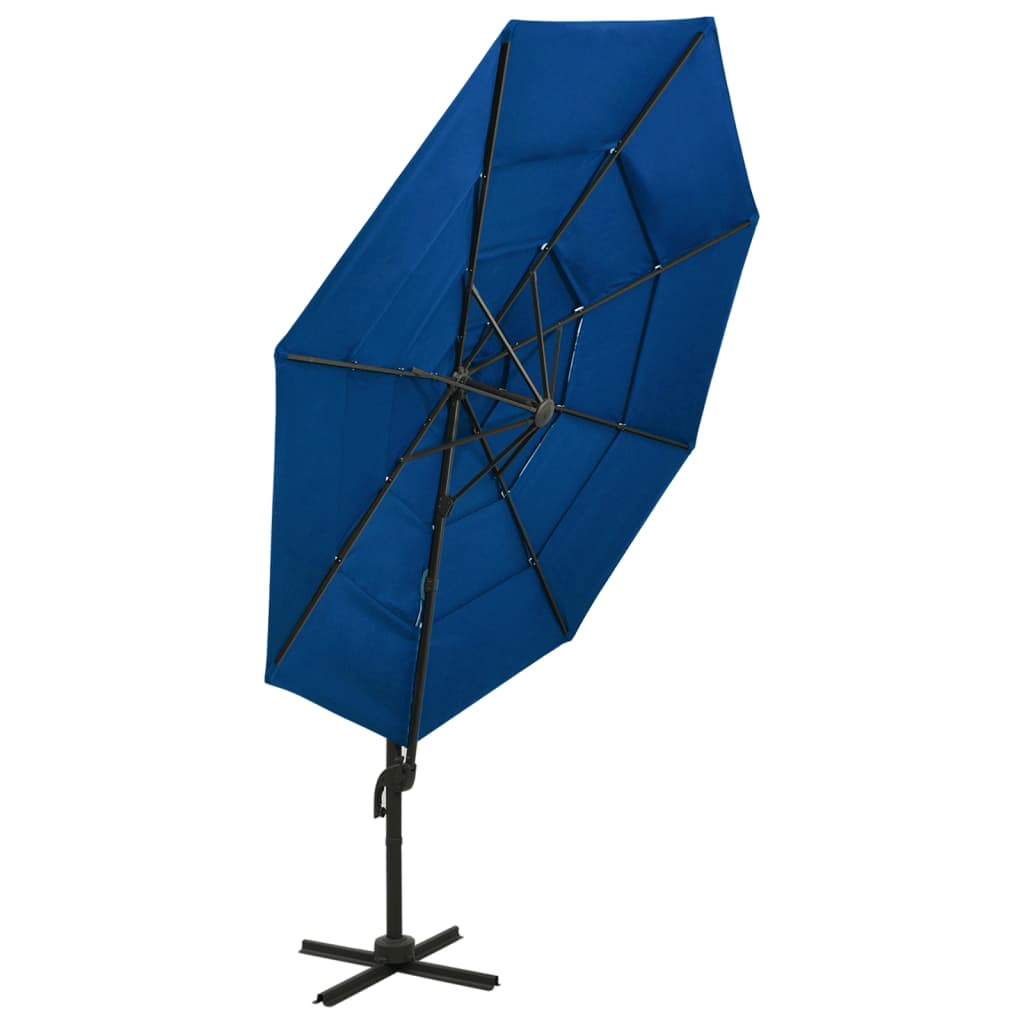 Guarda-sol jardim 4 camadas c/ poste alumínio 3x3 m azul-ciano
