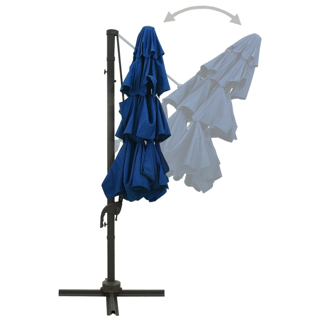 Guarda-sol jardim 4 camadas c/ poste alumínio 3x3 m azul-ciano