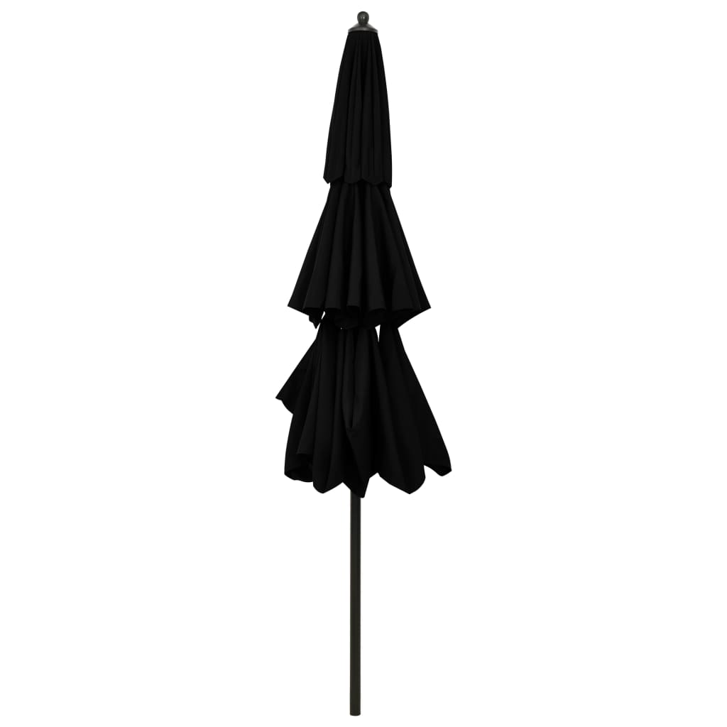 Guarda-sol de jardim 3 camadas c/ poste de alumínio 3 m preto