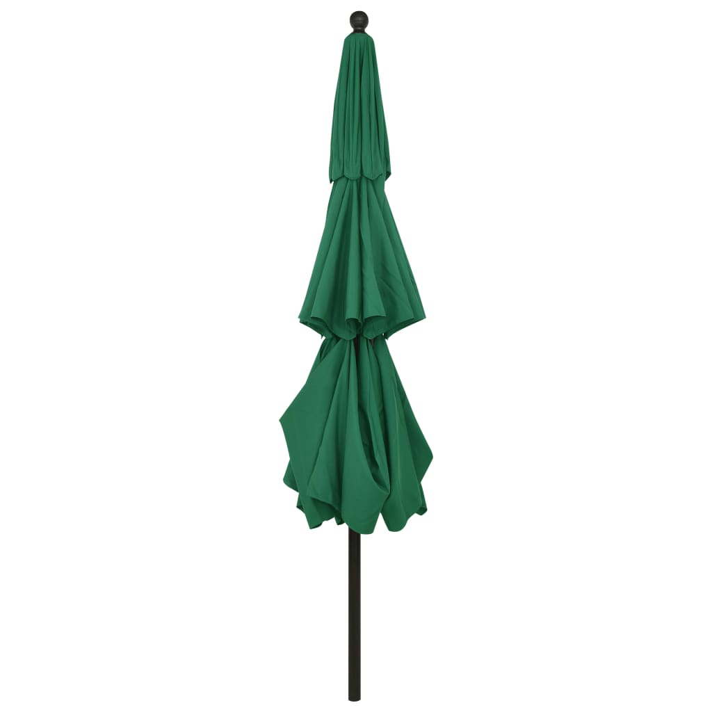 Guarda-sol de jardim 3 camadas c/ poste de alumínio 3,5 m verde