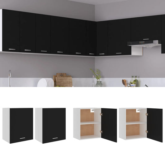 Armários de parede “Lyon” 2 pcs derivados madeira preto