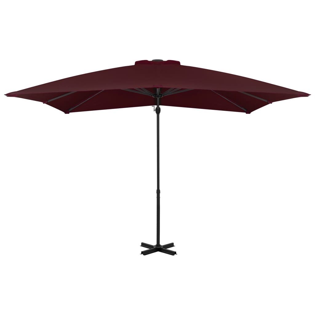 Guarda-sol jardim cantilever c/ poste alumínio 250x250 cm bordô