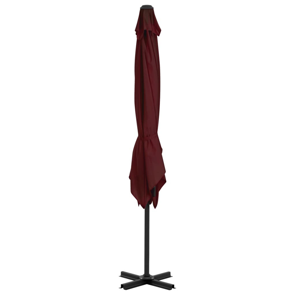 Guarda-sol jardim cantilever c/ poste alumínio 250x250 cm bordô