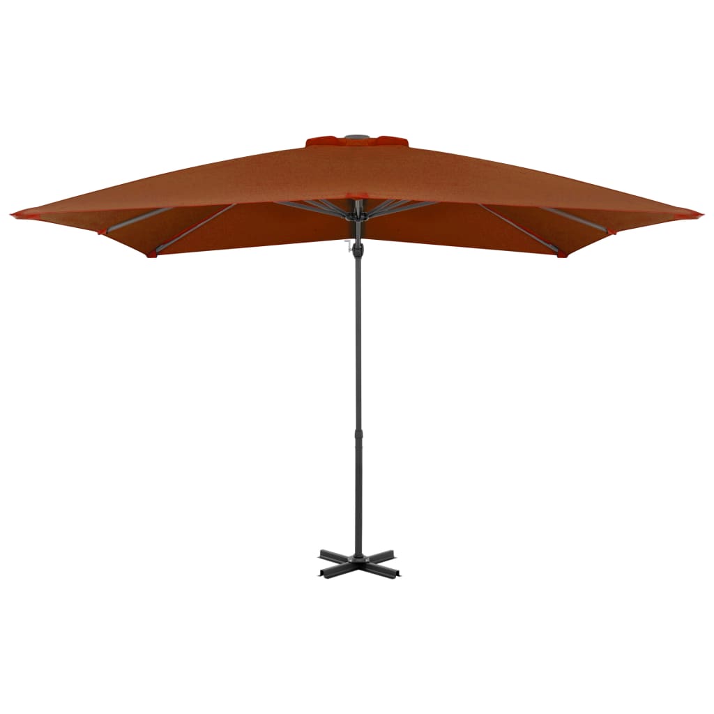 Guarda-sol de jardim cantilever c/ poste de alumínio terracotta