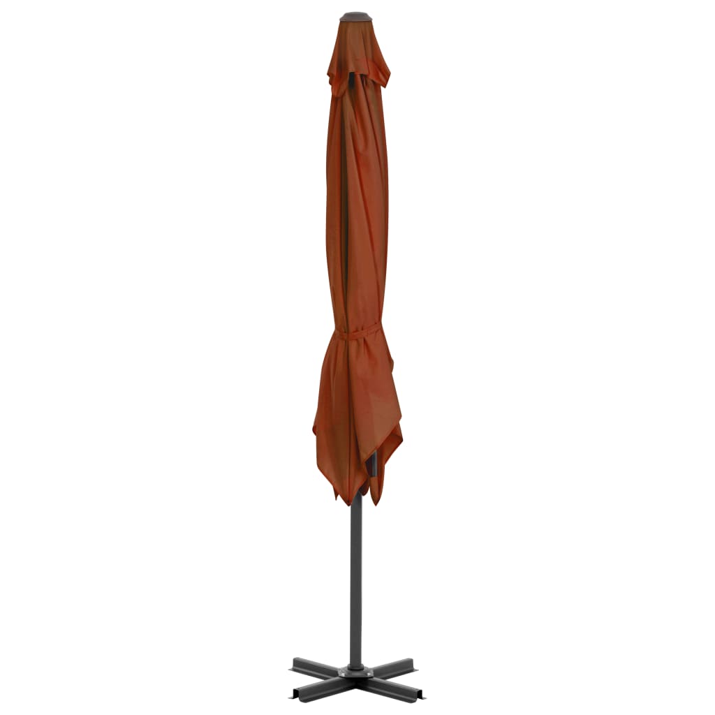 Guarda-sol de jardim cantilever c/ poste de alumínio terracotta