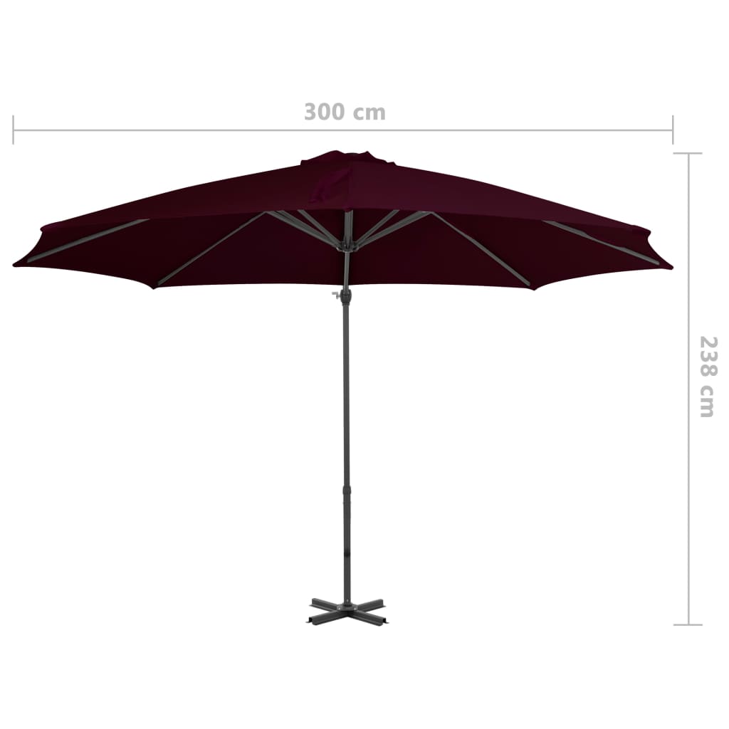 Guarda-sol jardim cantilever c/ poste alumínio 300 cm vermelho
