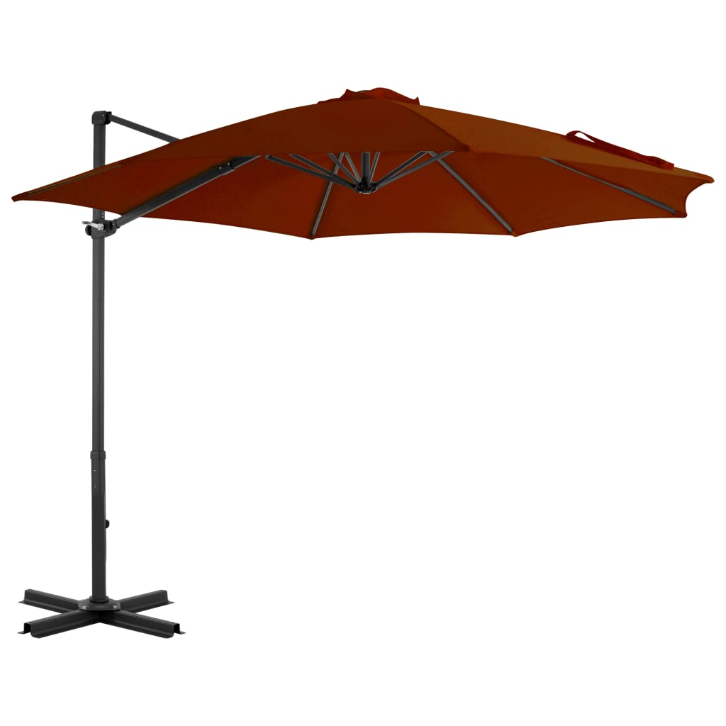 Guarda-sol jardim cantilever c/ poste alumínio 300cm terracotta