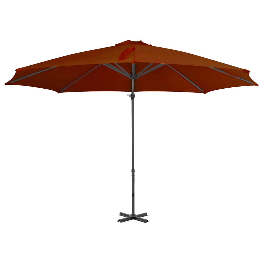 Guarda-sol jardim cantilever c/ poste alumínio 300cm terracotta