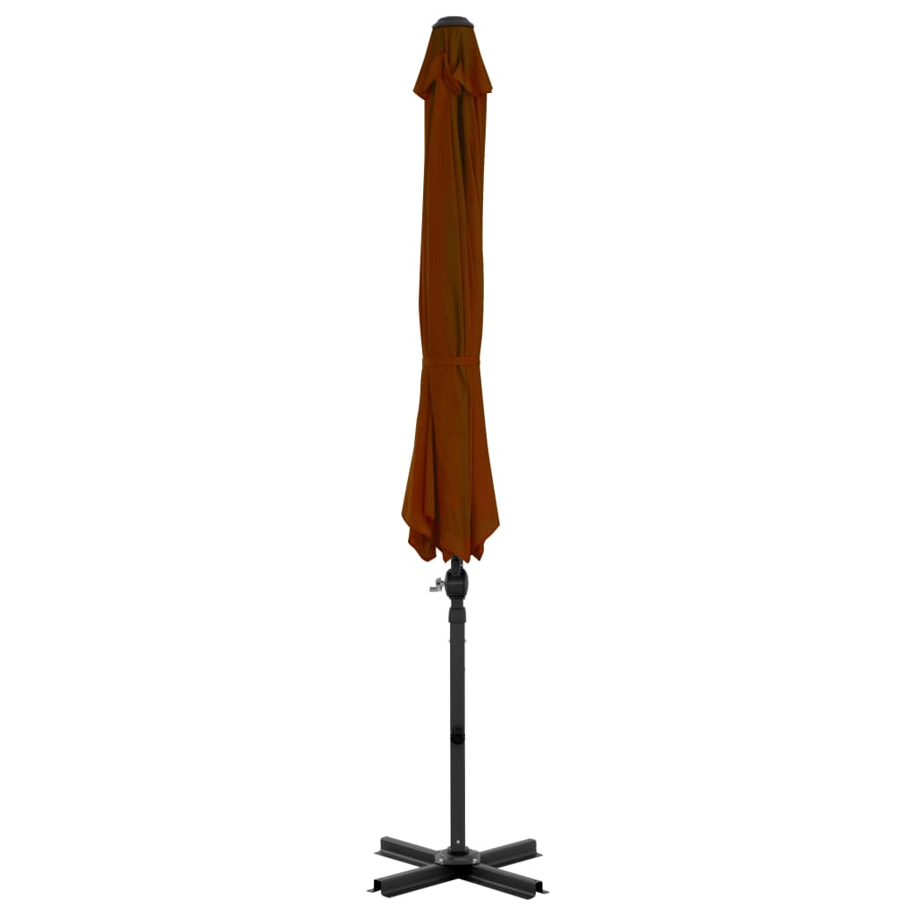 Guarda-sol jardim cantilever c/ poste alumínio 300cm terracotta