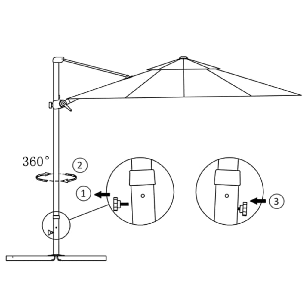 Guarda-sol jardim cantilever c/ poste alumínio 300cm terracotta