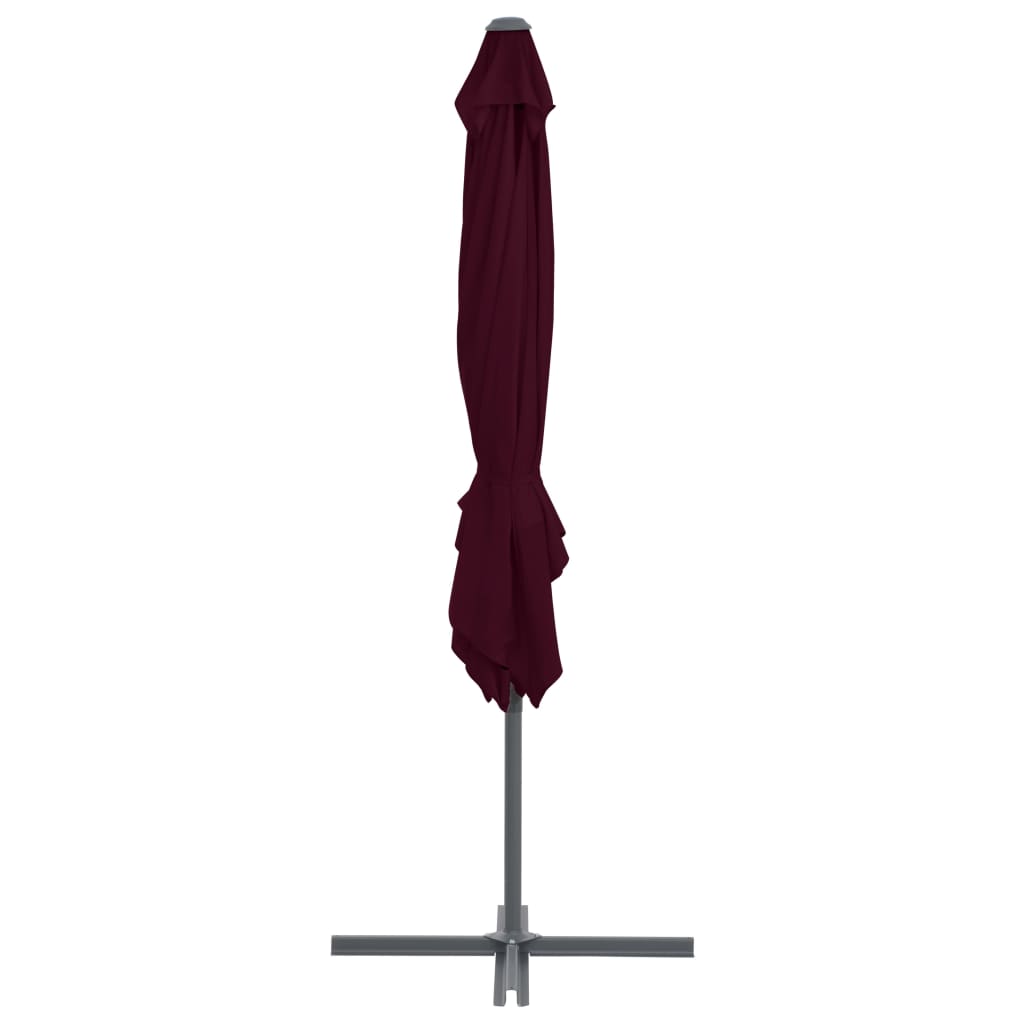 Guarda-sol de jardim cantilever c/ poste de aço 250x250cm bordô