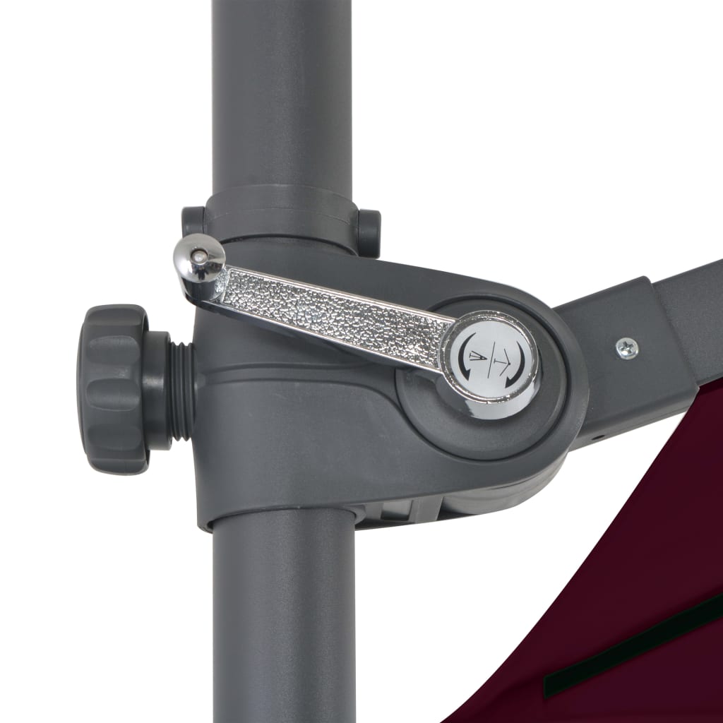 Guarda-sol de jardim cantilever c/ poste de aço 250x250cm bordô