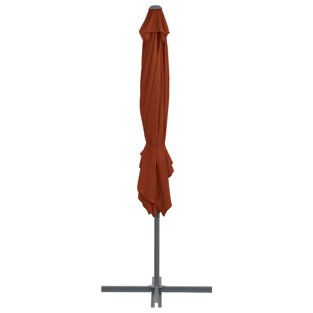 Guarda-sol jardim cantilever c/ poste aço 250x250 cm terracotta