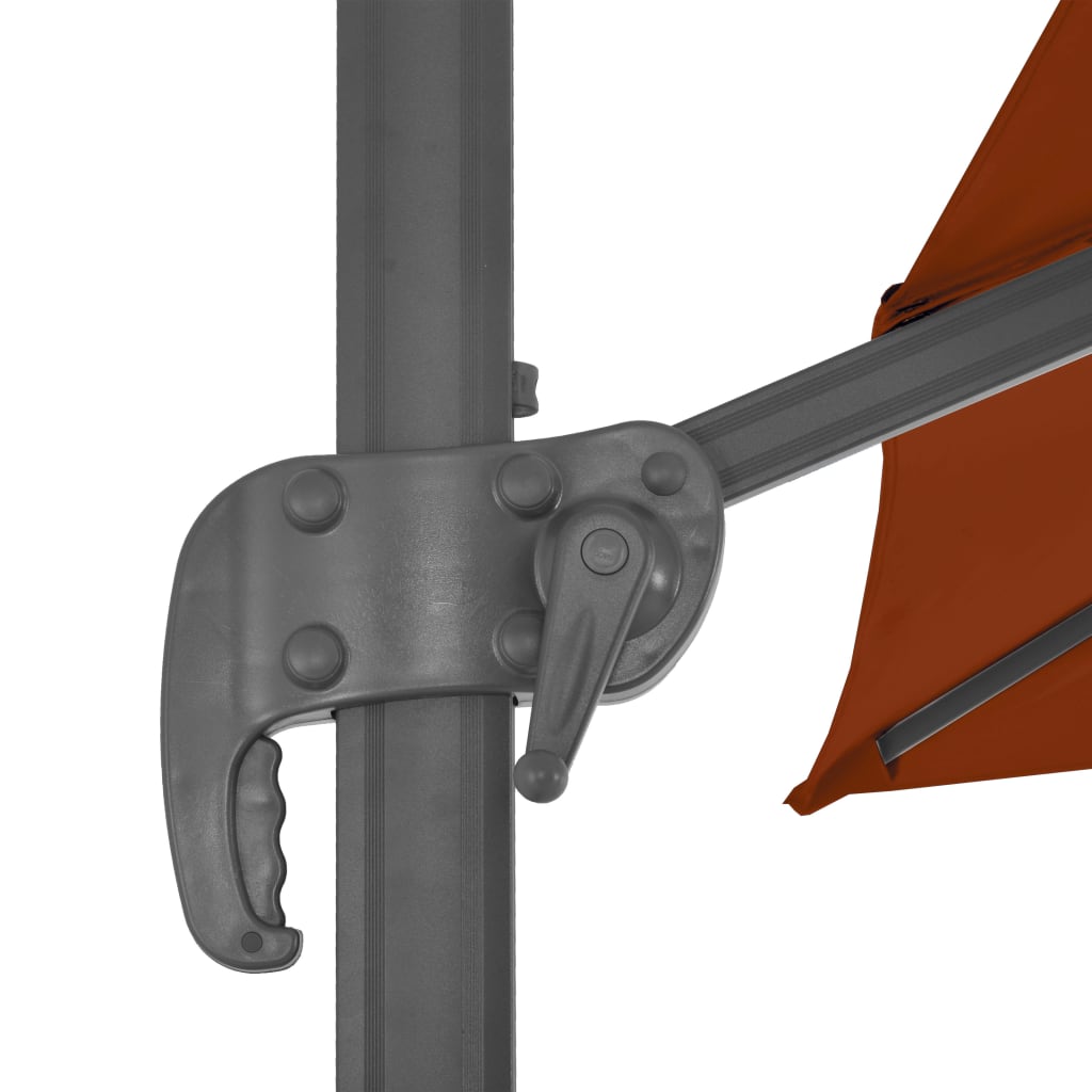 Guarda-sol de jardim cantilever c/ poste de alumínio terracotta