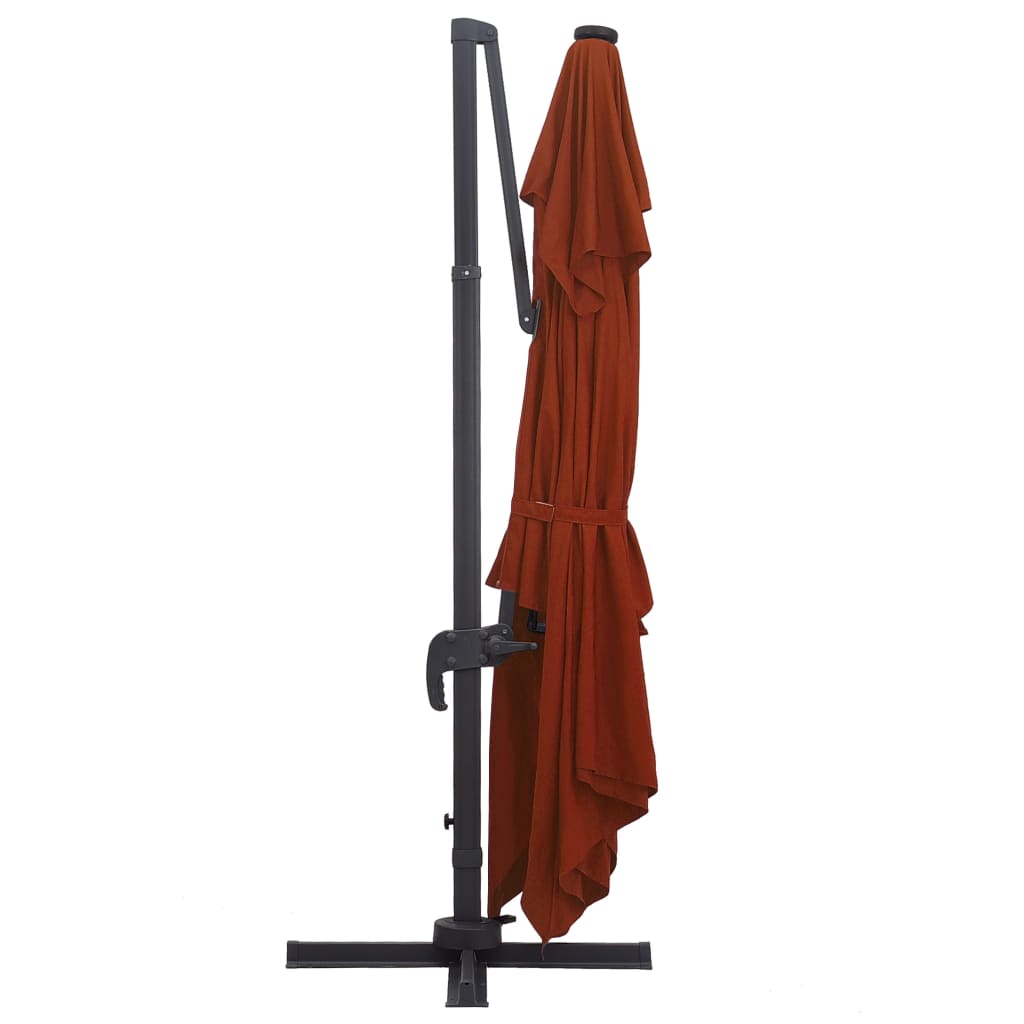 Guarda-sol jardim cantilever c/ luzes LED 400x300 cm terracotta