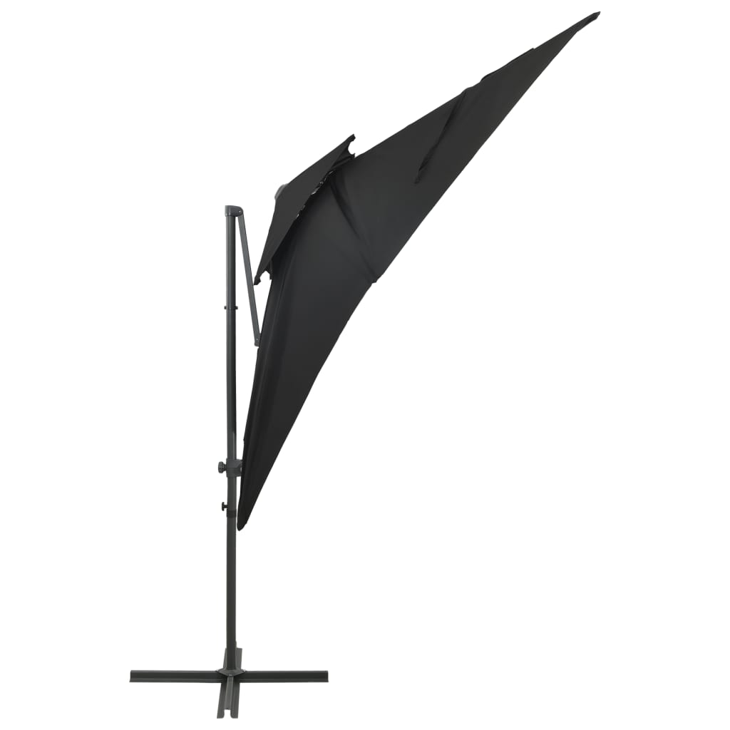 Guarda-sol de jardim cantilever c/ toldo duplo 250x250 cm preto