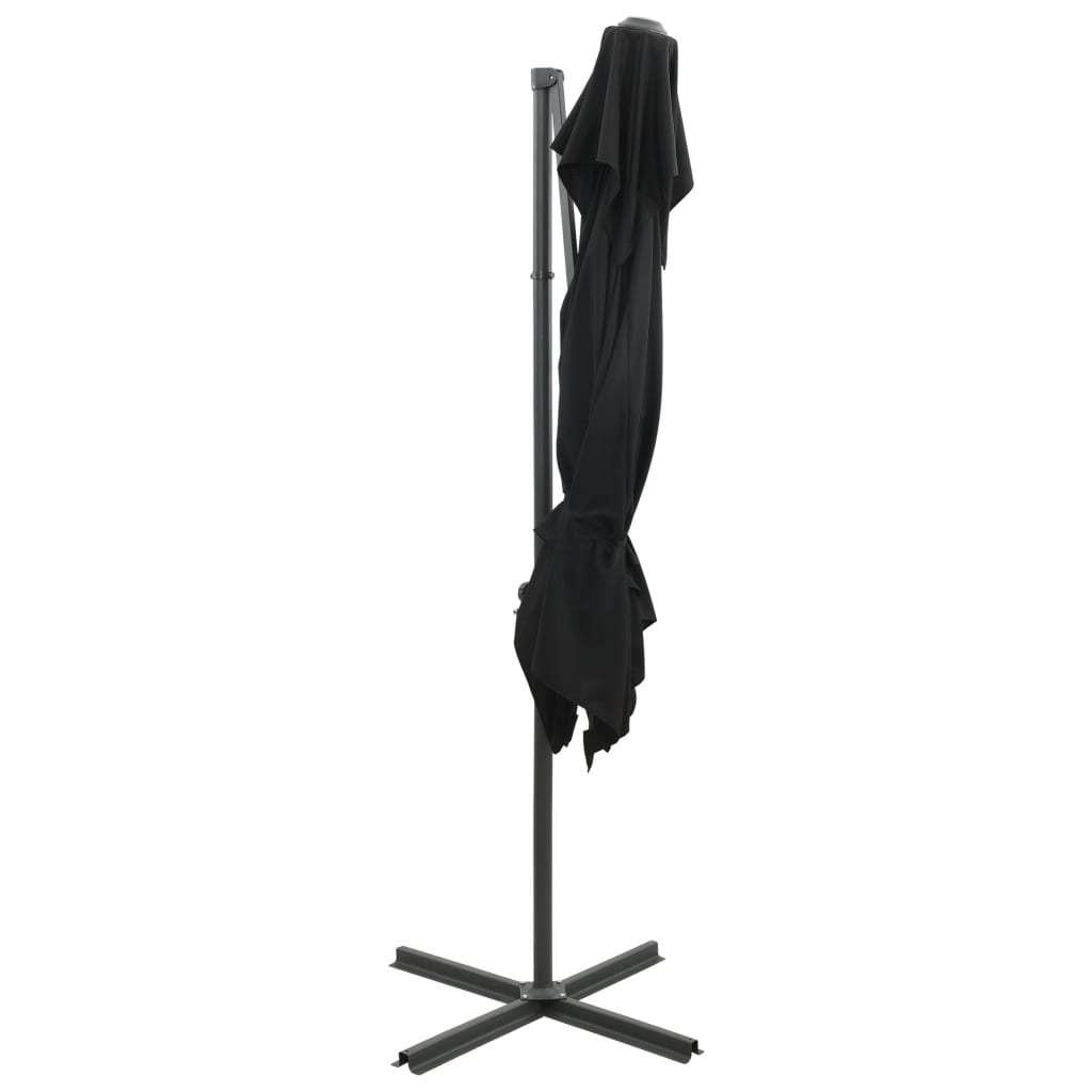Guarda-sol de jardim cantilever c/ toldo duplo 250x250 cm preto