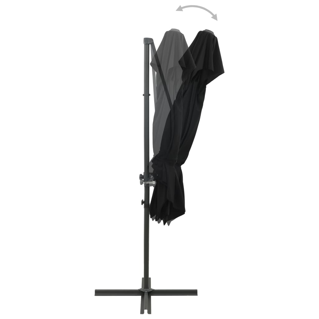 Guarda-sol de jardim cantilever c/ toldo duplo 250x250 cm preto