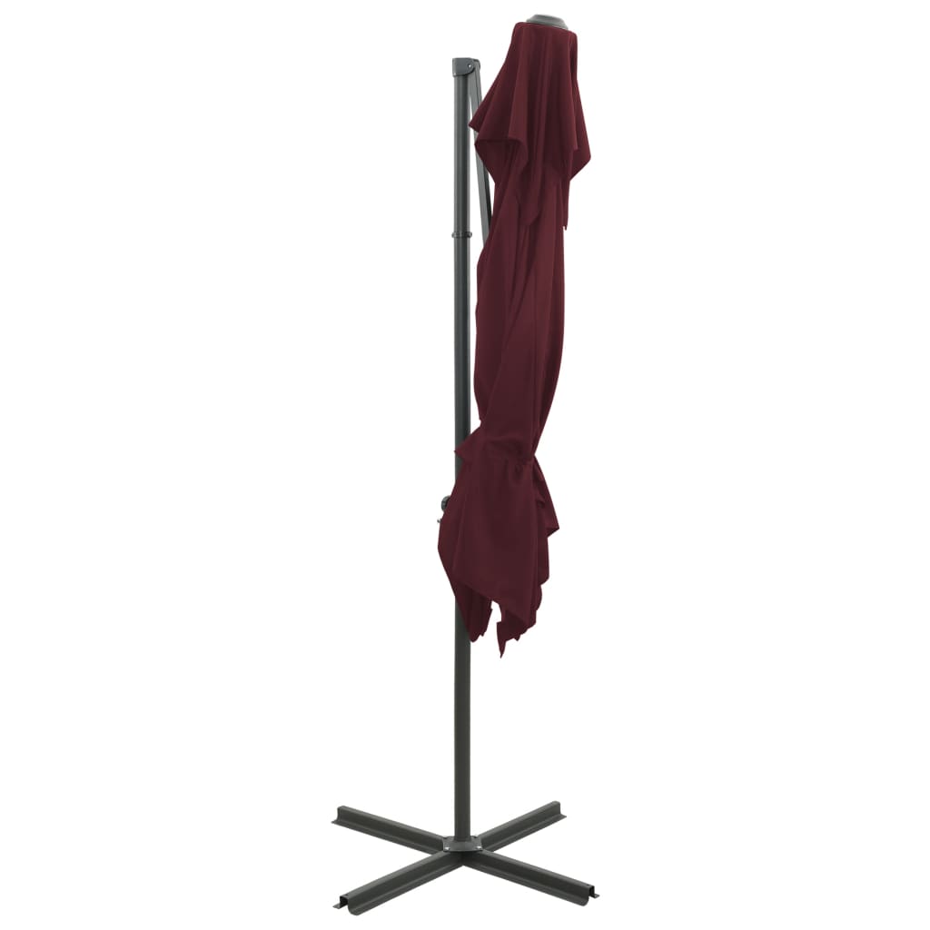 Guarda-sol de jardim cantilever c/ toldo duplo 250x250 cm bordô