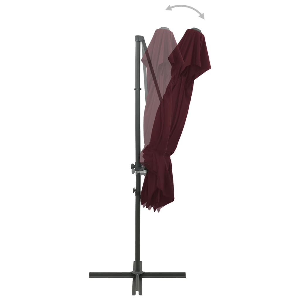 Guarda-sol de jardim cantilever c/ toldo duplo 250x250 cm bordô