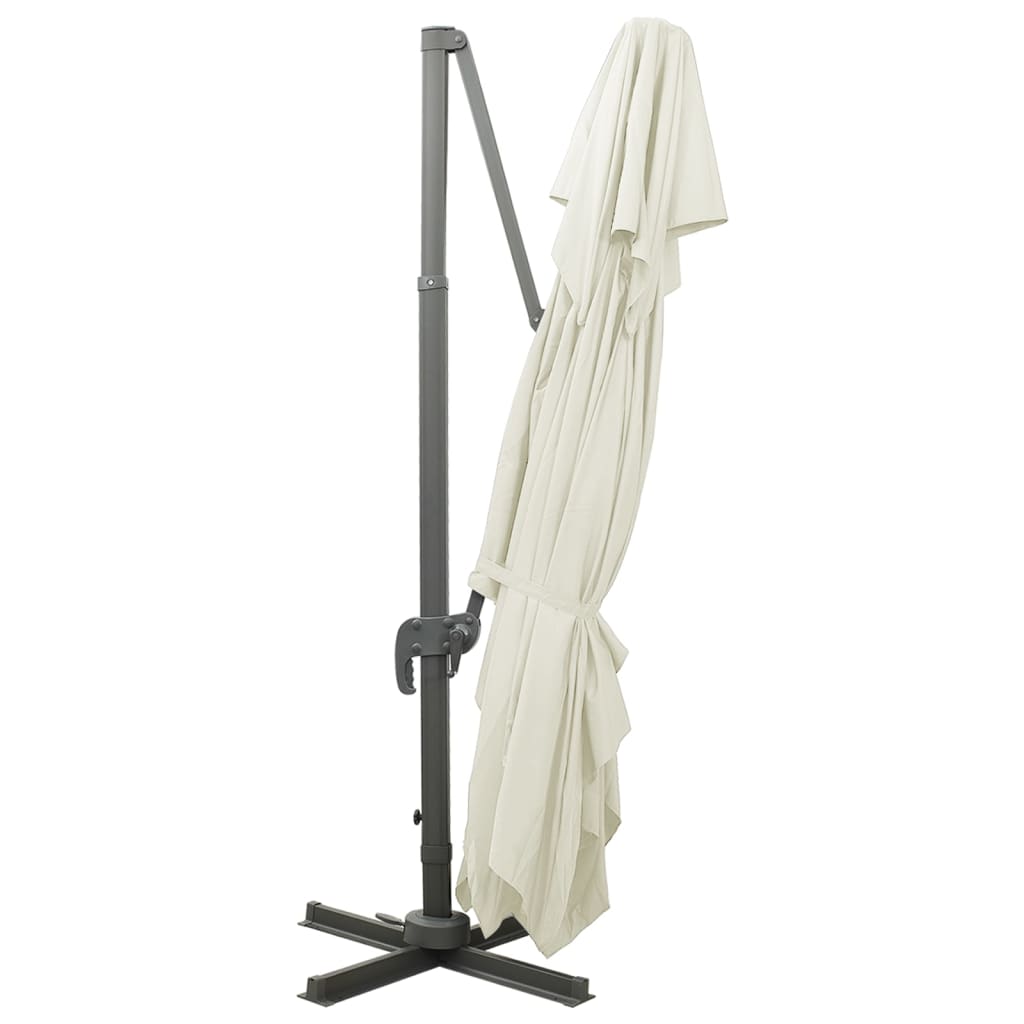 Guarda-sol de jardim cantilever com topo duplo cor areia 400x300 cm