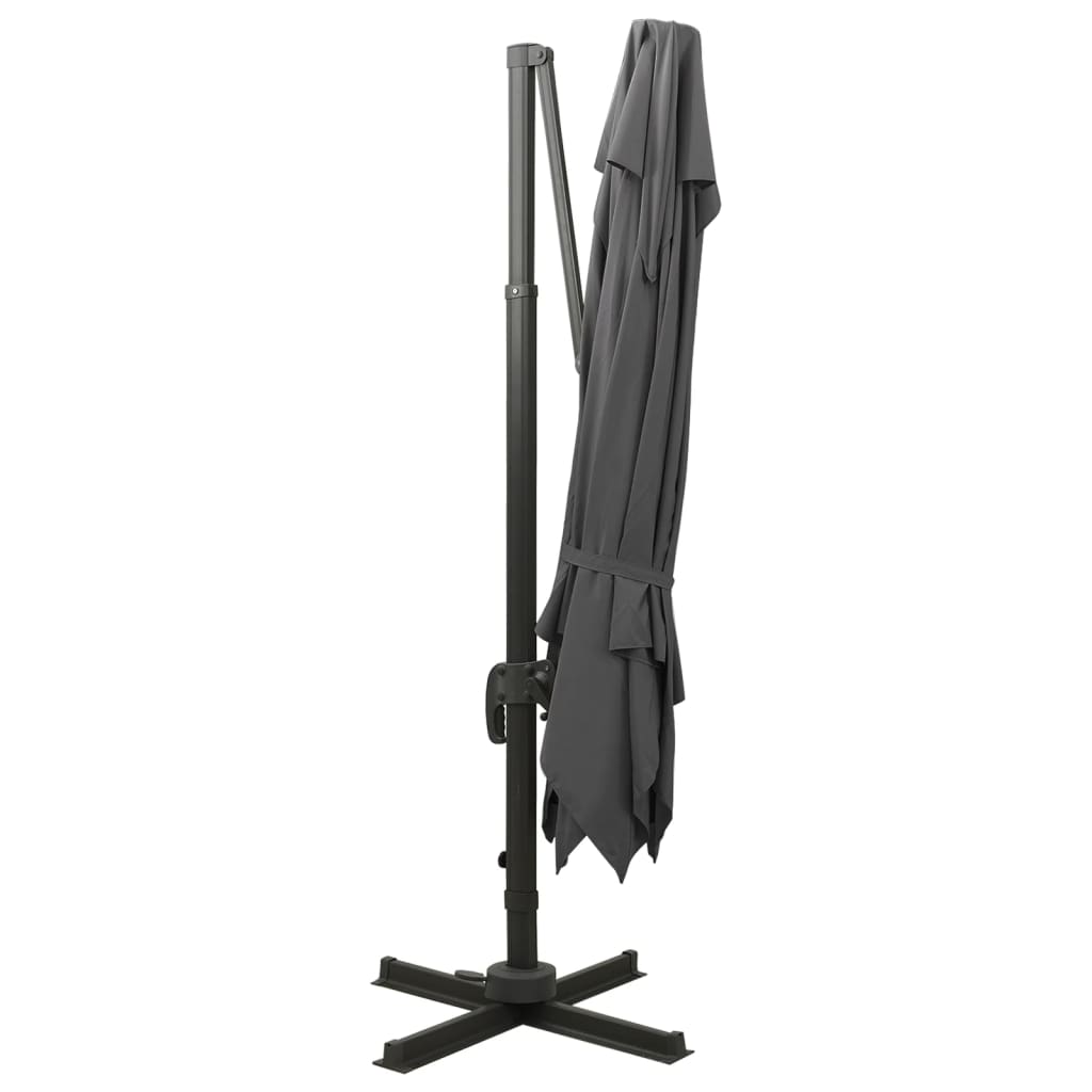 Guarda-sol jardim cantilever c/ toldo duplo 300x300cm antracite