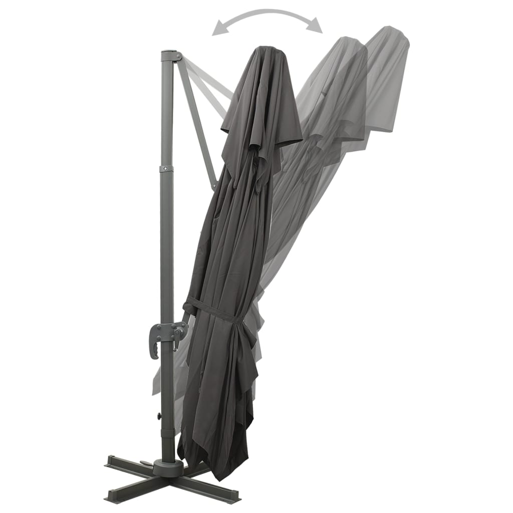 Guarda-sol de jardim cantilever com tampo duplo antracite 400x300 cm