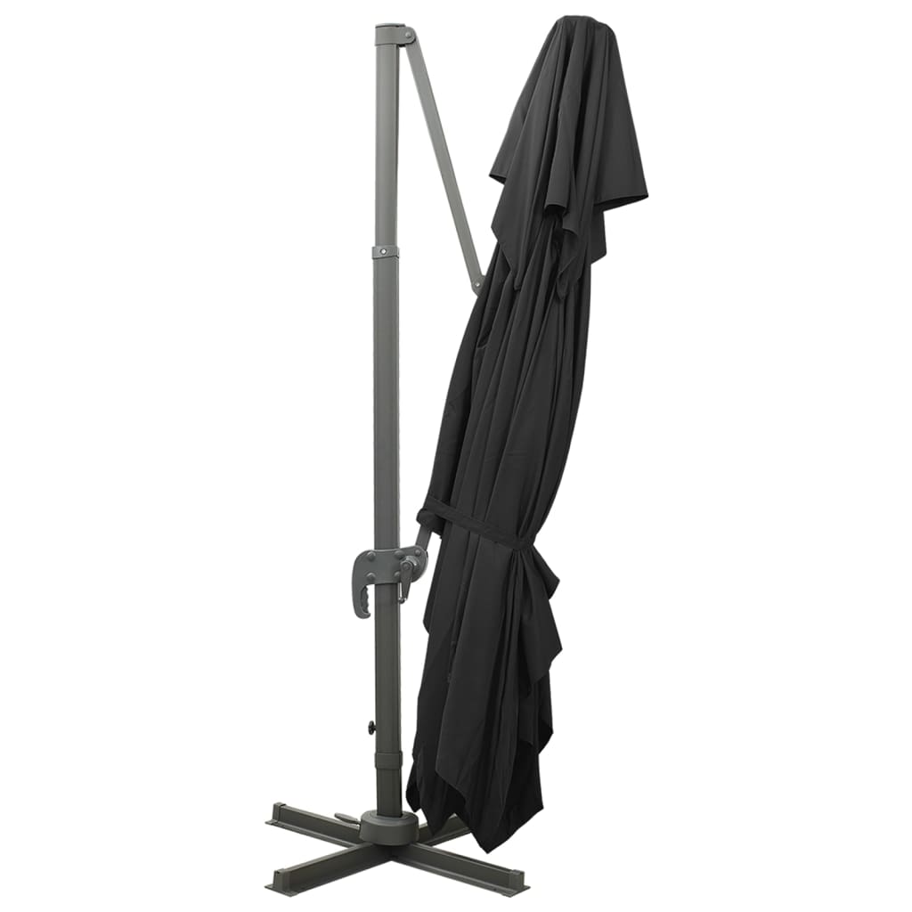 Guarda-sol de jardim cantilever com tampo duplo preto 400x300 cm