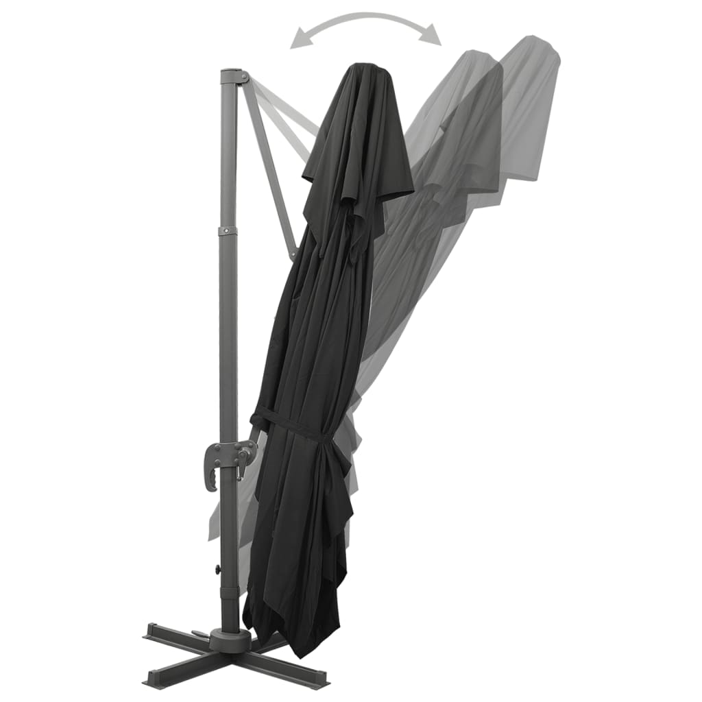 Guarda-sol de jardim cantilever com tampo duplo preto 400x300 cm