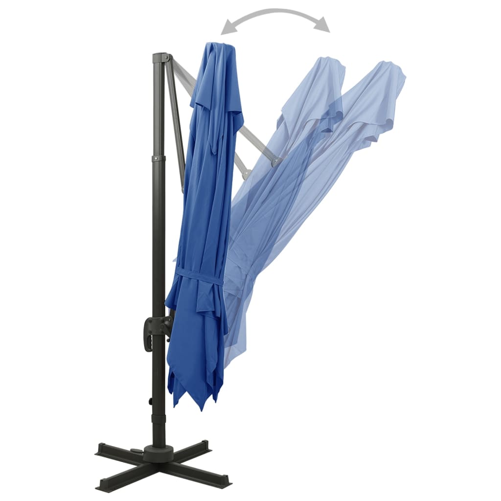 Guarda-sol jardim cantilever toldo duplo 300x300 cm azul-ciano