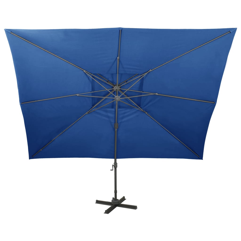 Guarda-sol jardim cantilever toldo duplo 400x300 cm azul-ciano