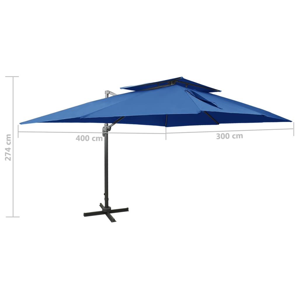 Guarda-sol jardim cantilever toldo duplo 400x300 cm azul-ciano