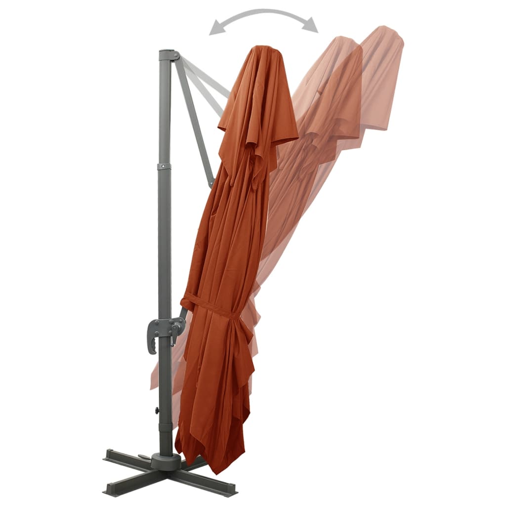 Guarda-sol de jardim cantilever com tampo duplo terracota 400x300 cm