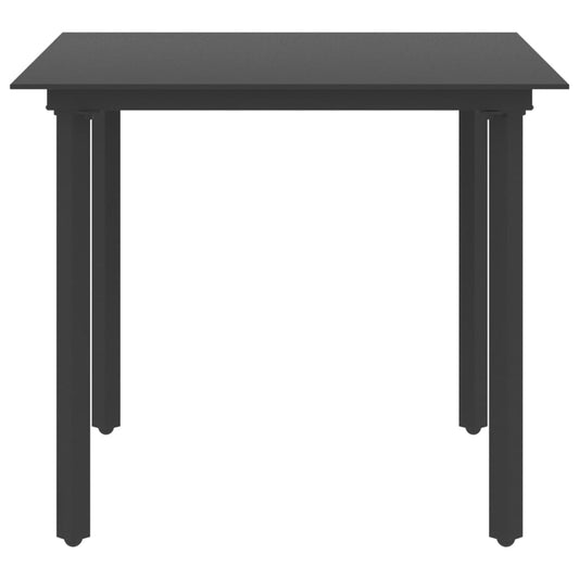 Mesa de jantar para jardim 80x80x74 cm aço e vidro preto